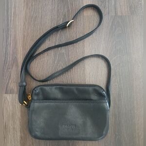 Black Leather Crossbody Bag Zip Margot